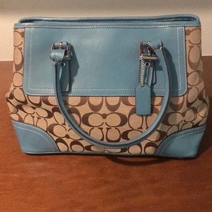 Coach teal/beige woman purse